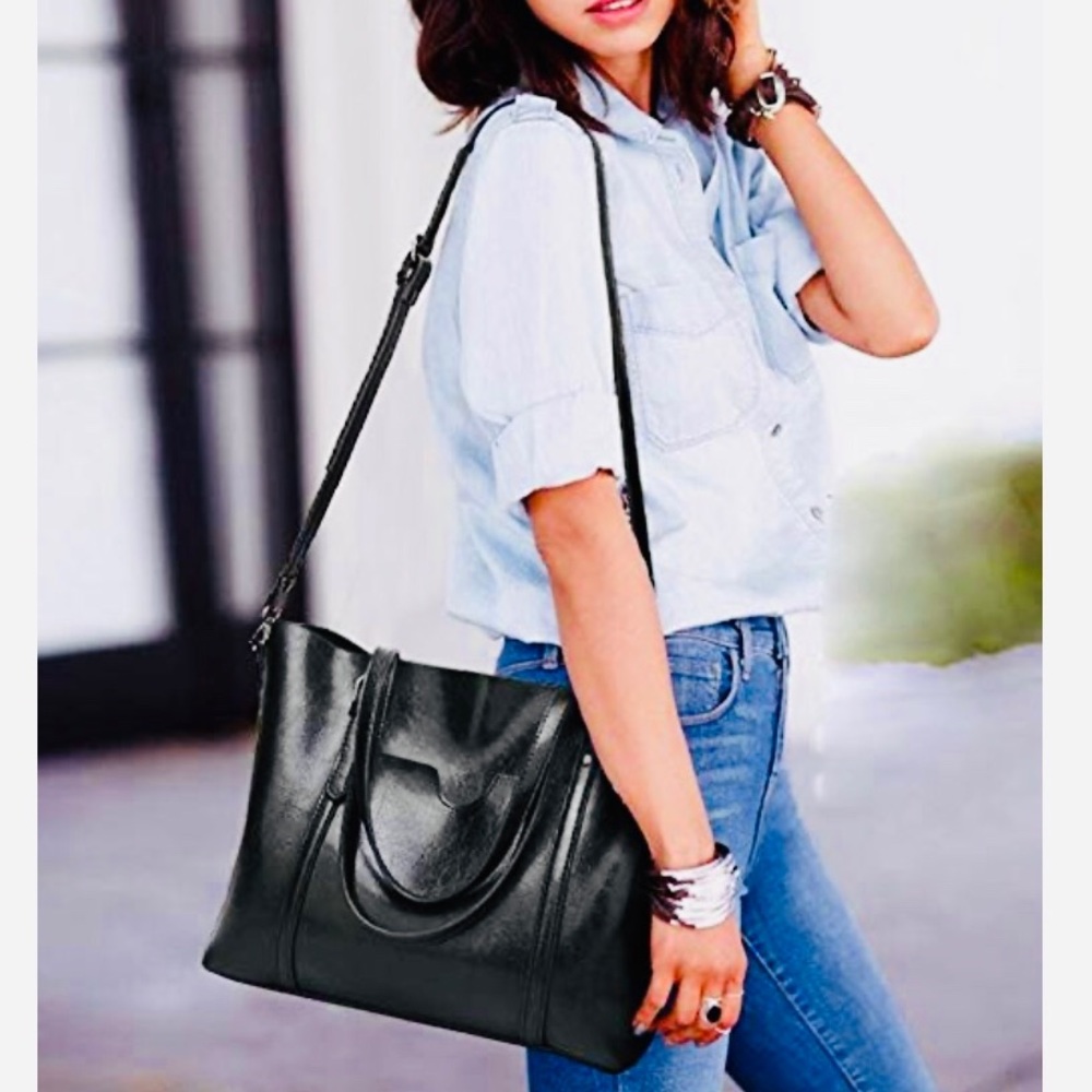 Dreubea Leather Big Capacity Tote Crossbody